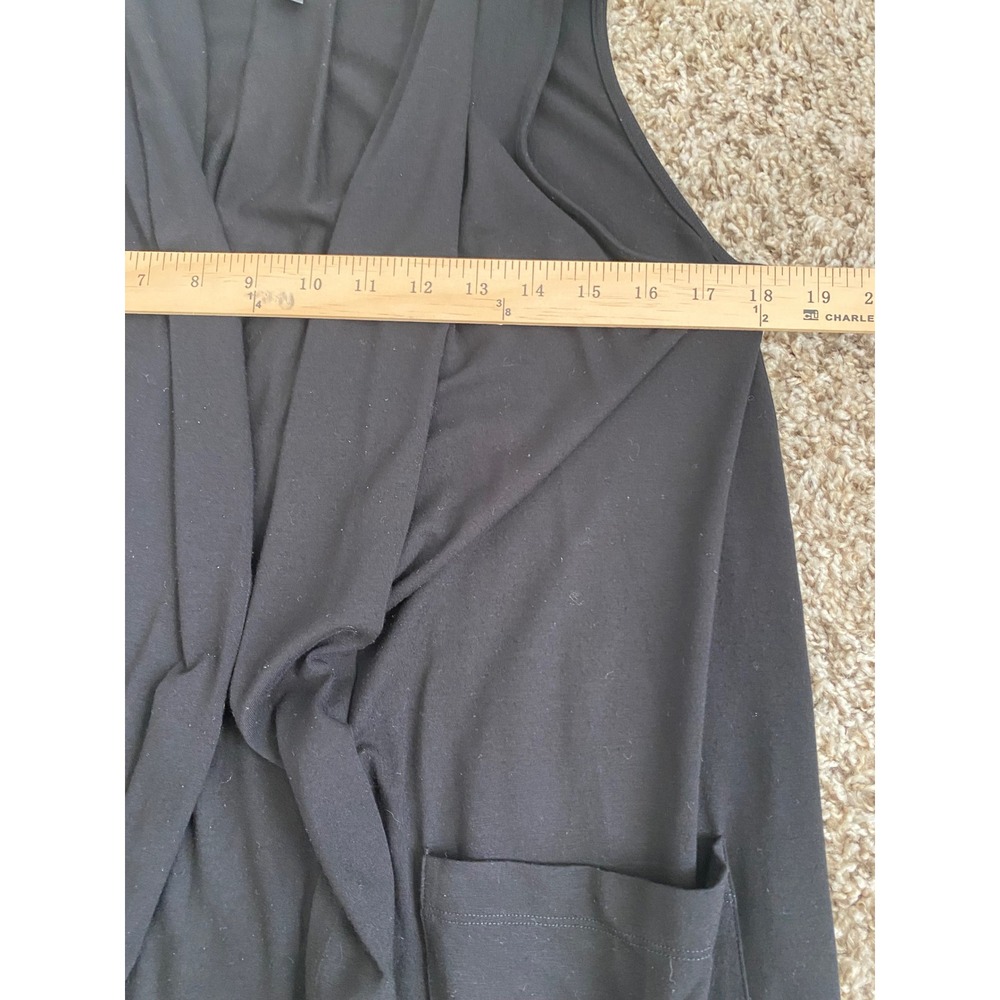 Eileen Fisher Womens Black Open Front Sleeveless Draped Cardigan Vest XS - Picture 2 of 4